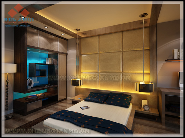 Thiết kế biệt thự văn phú - phối cảnh 3D kiến trúc mặt tiền biệt thự - Phòng ngủ